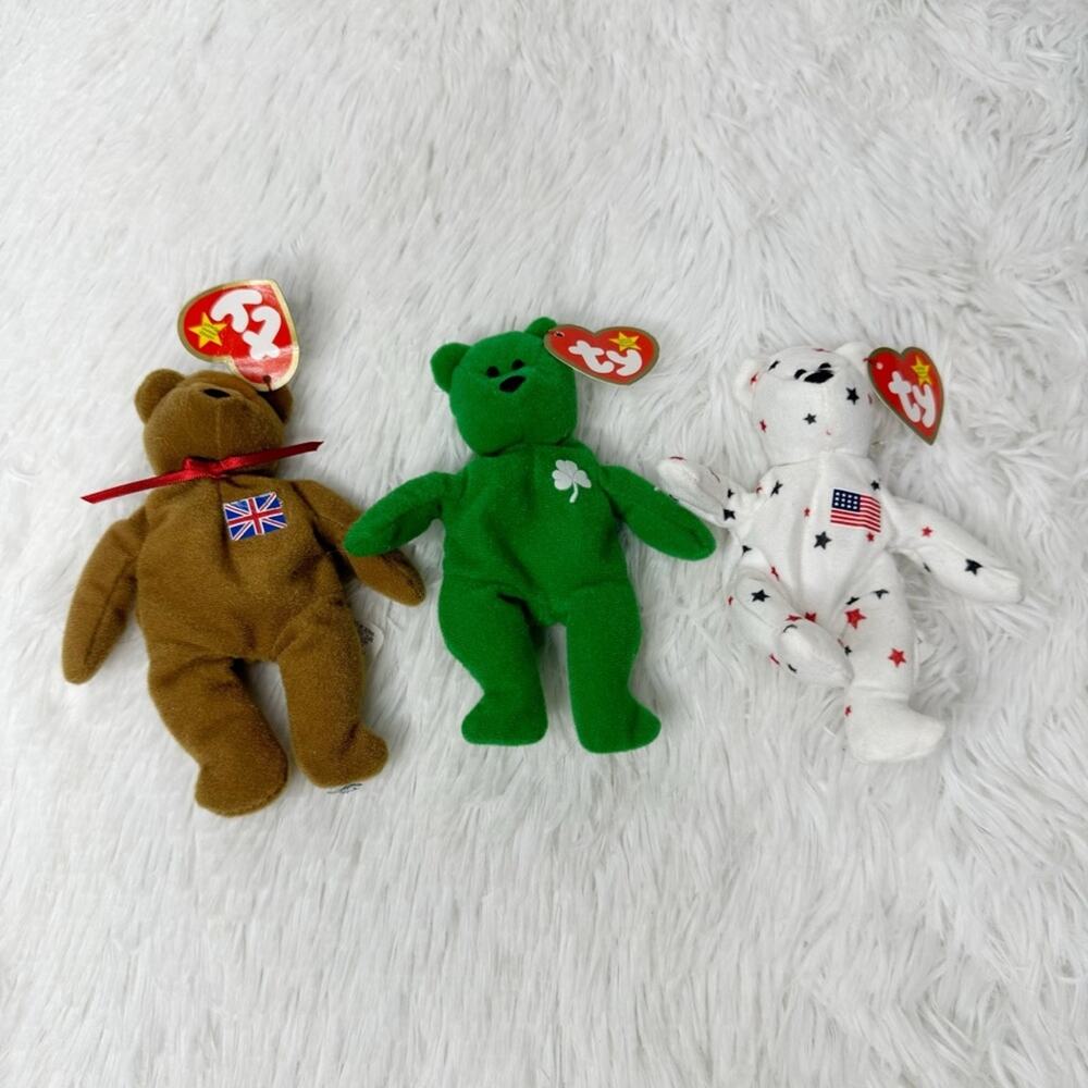 Lot of (3) 1993 TY teenie beanie babies international collection